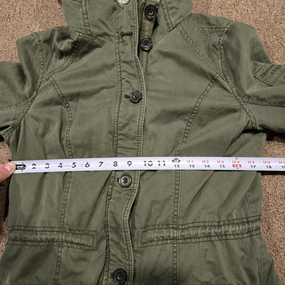 Abercrombie & Fitch Parka Jacket Womens L Green Sherpa Lined Hooded Utility Coat